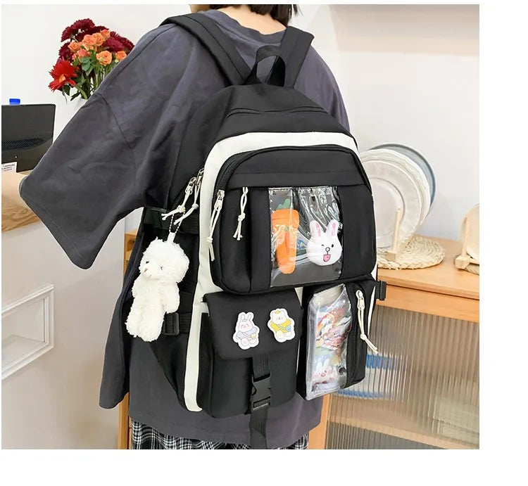 Mochila escolar Kawaii para niños y niñas, conjunto de 4 piezas, mochilas escolares para adolescentes y niñas