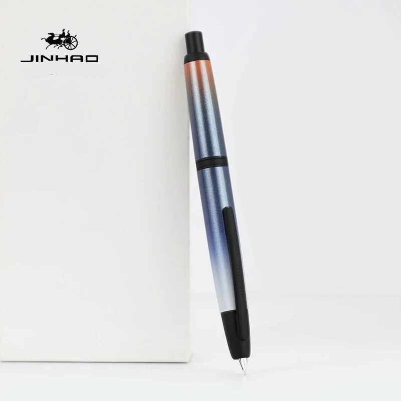 JINHAO 10 pluma estilográfica de prensa, punta retráctil EF/F de Metal con Clip, convertidor de pluma de tinta para escribir, suministros escolares, papelería PK A1 A2