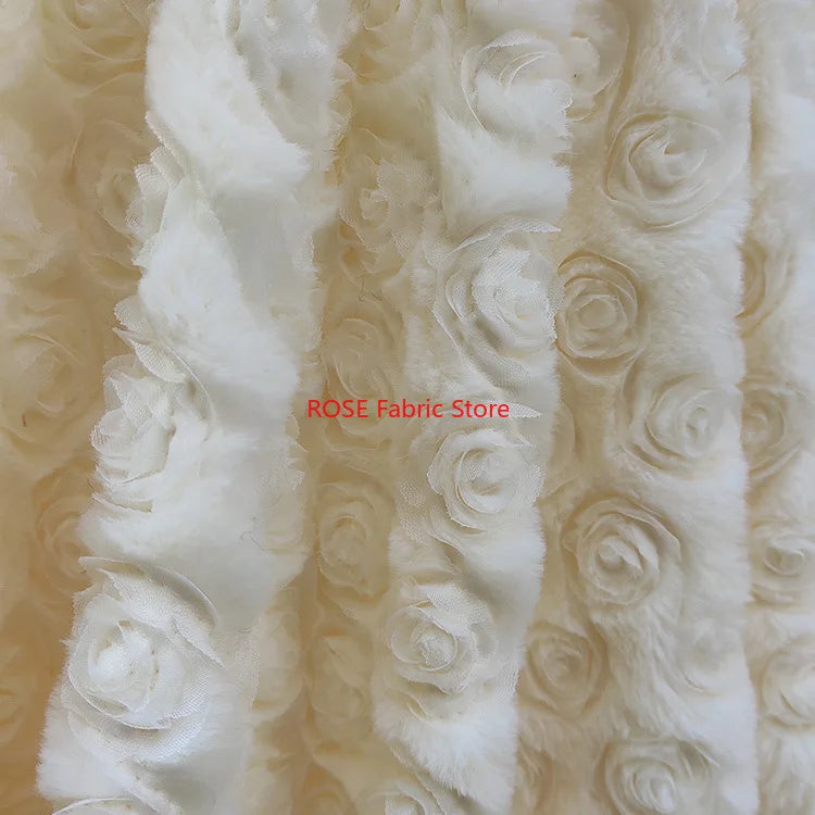 Placa 3D, tela de pelo de conejo de terciopelo fotovoltaico bordada con flores rosas para mantas, suéteres, ropa de cama, tela de costura DIY hecha a mano