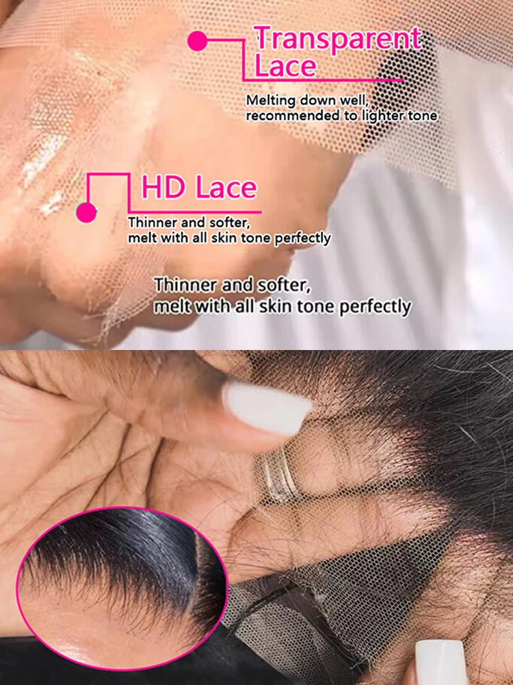 40 46 pulgadas 13x4 13x6 HD pelucas delanteras de encaje recto de hueso transparente pelucas de cabello humano brasileño de 220 de densidad para mujeres