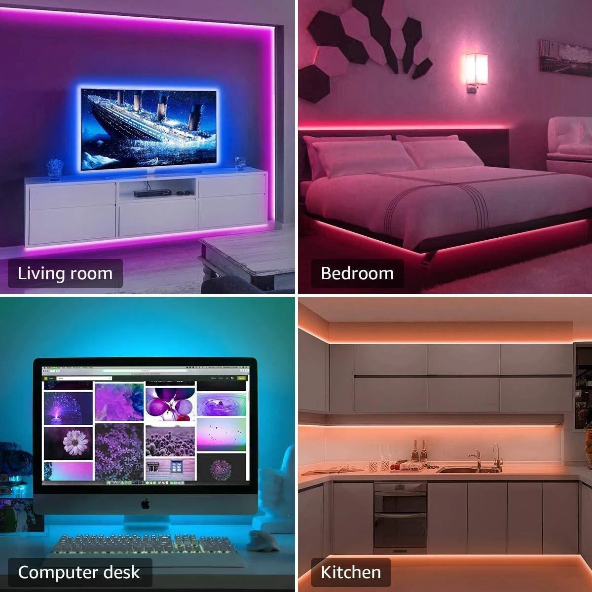 Tira de luces Led con Control remoto de 44 teclas, 1m, 5m, 10m, 20m, cinta RGB, pared Led para habitación, hogar, dormitorio, decoración de fiesta, retroiluminación de TV