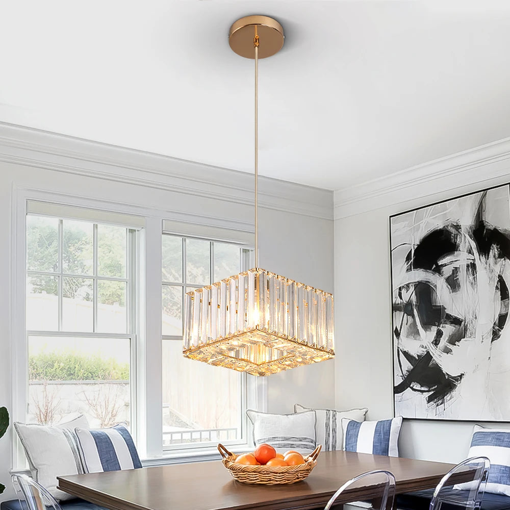 Lámpara colgante de cristal moderna, lámpara de techo Led de lujo, accesorios de decoración para el hogar, Isla de cocina, Lustre colgante ajustable