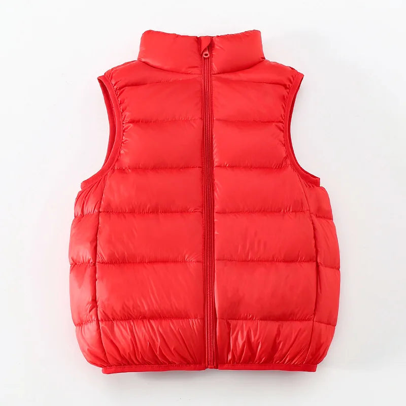 Top de invierno para niños y niñas, ropa ligera y delgada con hombros descubiertos y cuello levantado, chaqueta cálida de Color sólido