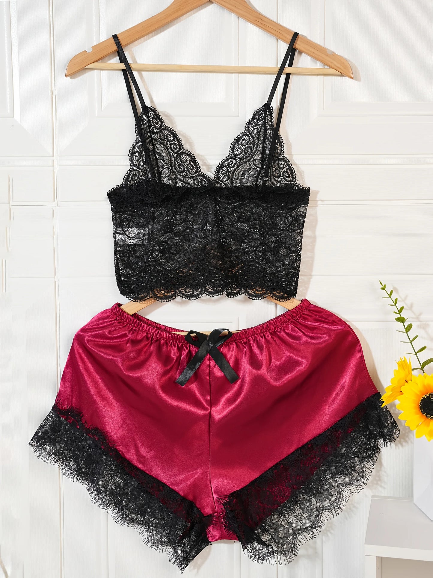 Conjunto de pijama de satén para mujer, bata de lencería de encaje, ropa de dormir Sexy de seda, camisón de satén suave, camisón, 4 Uds.