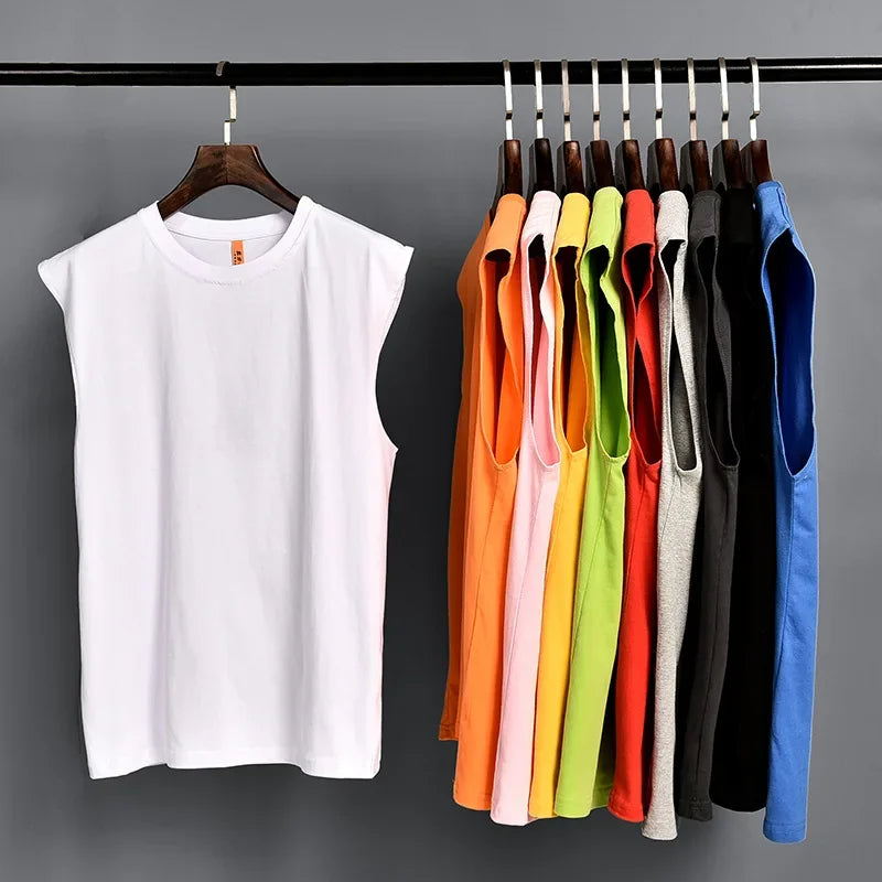 MRMT 2026 Camiseta sin Mangas de Color Sólido para Hombre, Camiseta Casual de Algodón Puro con Cuello Redondo, Chaleco sin Mangas para Hombre