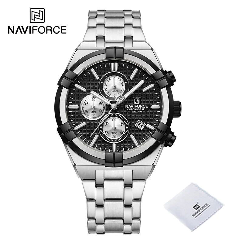 NAVIFORCE relojes originales para hombre, cronógrafo deportivo de cuarzo a la moda, reloj de pulsera para hombre Simple salvaje resistente al agua con pantalla