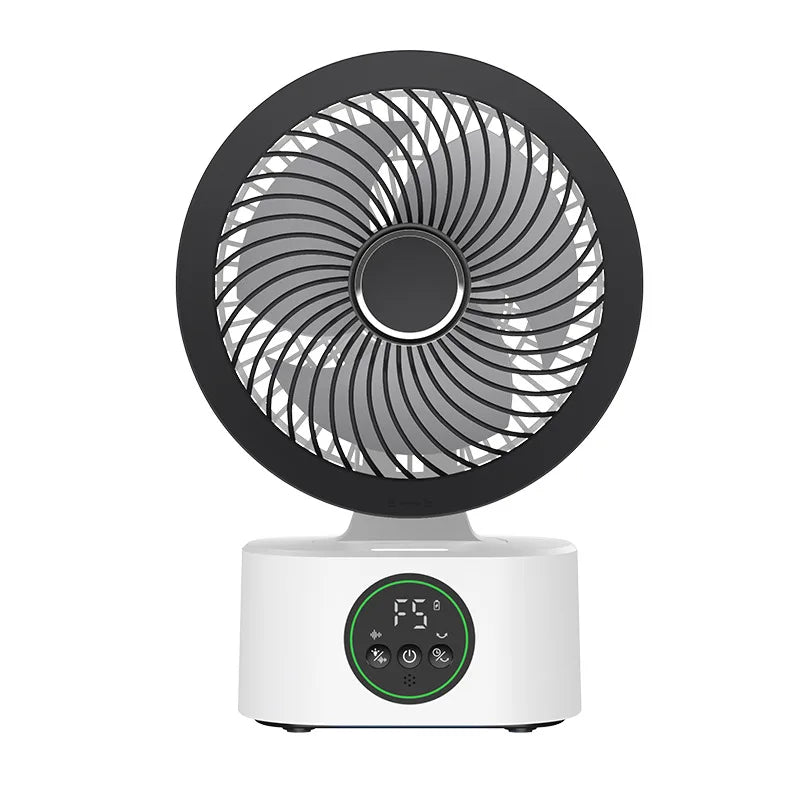 Ventilador Portátil de Pared con Control Remoto, Ventilador Eléctrico Plegable Recargable por USB con Luz Nocturna y Control por Voz Inteligente