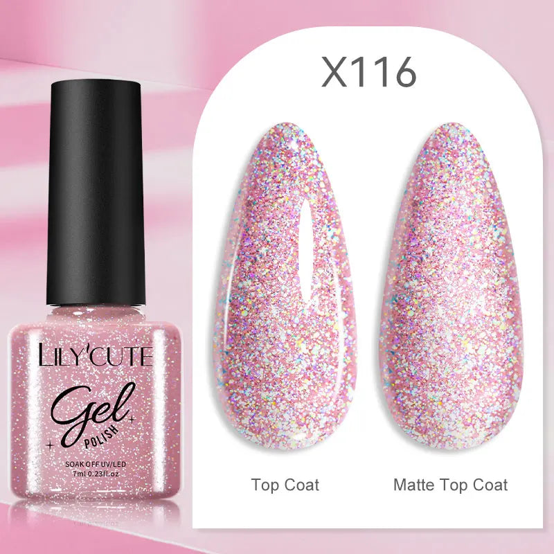 LILYCUTE-esmalte en Gel para uñas, barniz semipermanente para manicura, con LED UV, 129 colores, 7ML