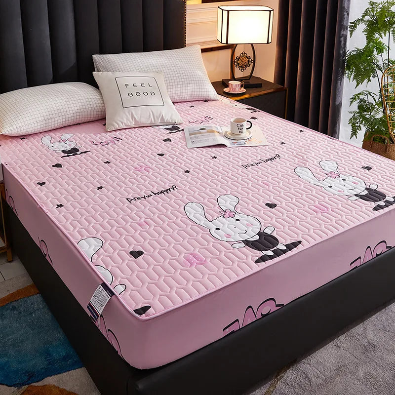 Funda impermeable para colchón, elástica y transpirable, para dormitorio, sala de estar, diseño de dibujos animados, protector de colchón impermeable, 180x200