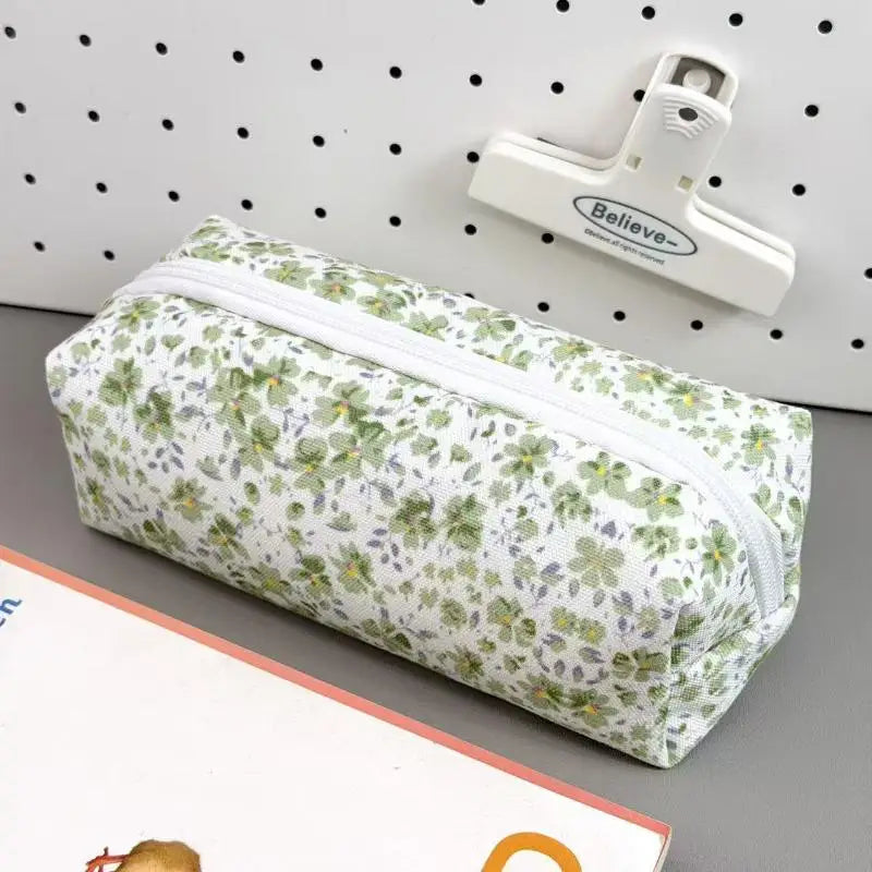 Bolsa de lona con cremallera para lápices, diseño de animales y flores, para la escuela, oficina y uso diario, suministros de papelería para estudiantes