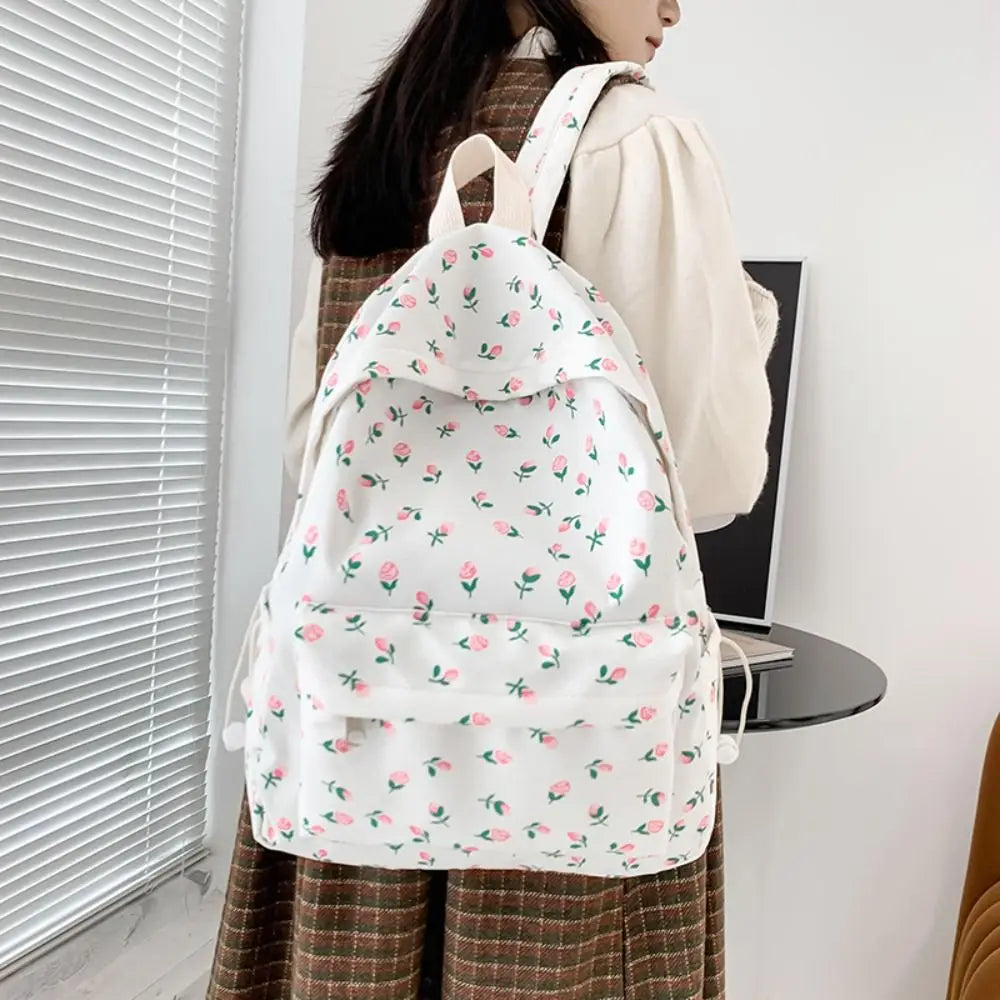 Mochila para estudiantes de moda de alta calidad, bolso escolar Floral de nailon para ocio, bolso de hombro informal estético para viaje