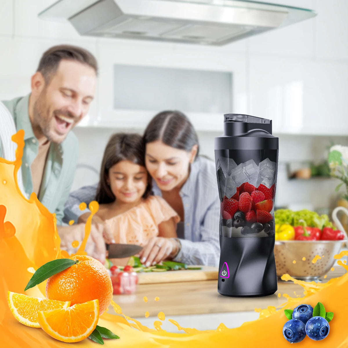 Exprimidor eléctrico portátil, mezclador de frutas frescas, 700ML, multifuncional, recargable por USB, batidos, licuadora, taza mezcladora para exteriores
