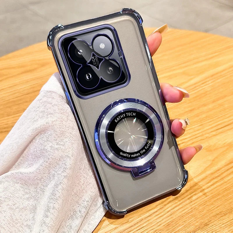 Funda de teléfono con revestimiento magnético para Xiaomi Redmi Note 11 13 14 Pro Plus 12C 13C 14C Poco X3 X5, funda con soporte transparente