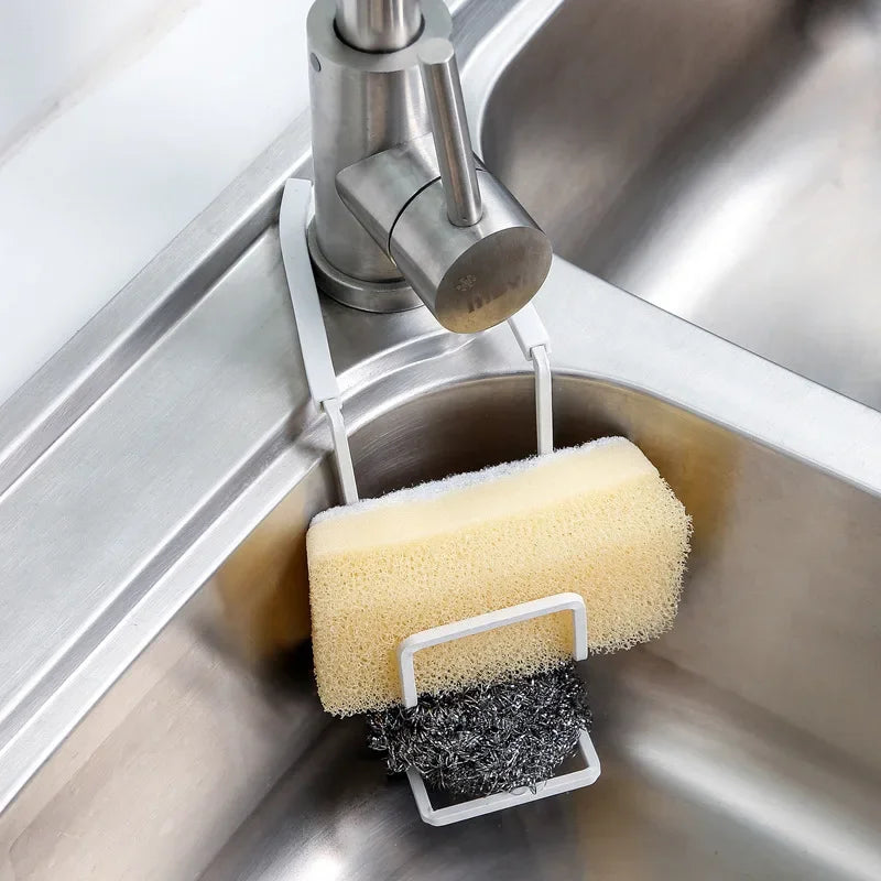 Organizador de fregadero metálico para cocina, estante de pared con ventosas para esponjas, jabón y paños de cocina