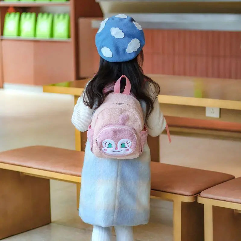 Mochila de gran capacidad de felpa Anpanman Baikinman de 24Cm, mochila de viaje para estudiantes con cremallera de metal y modelo de dibujos animados, correa ajustable para el hombro