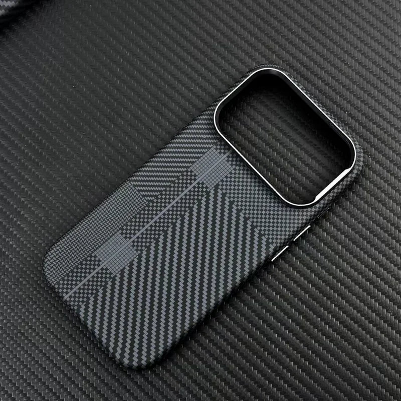 Funda Magnética con Textura de Fibra de Carbono para iPhone 17, 17 Pro Max, 16 Pro, 15, 14, 13, Ultrafina, con Lente de Aleación, Carga Inalámbrica, Carcasa Rígida