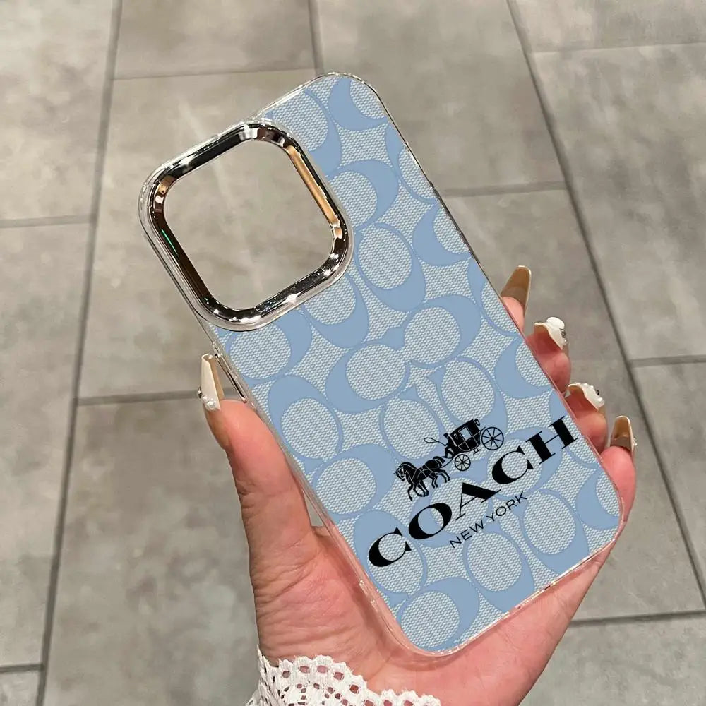 Funda C-Coach-s Cherries para iPhone 17 16 15 Pro MAX 14 13 12 16e 15Pro Plus, Carcasa Plateada 17Air, Fundas IMD