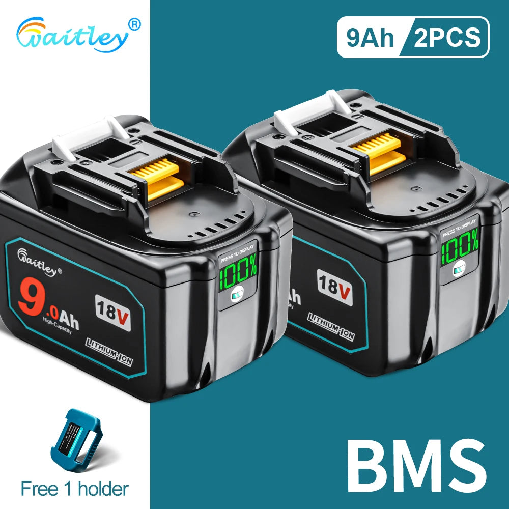 Waitley-batería recargable de iones de litio para herramientas eléctricas Makita, 18 V, 6.0Ah, BL1860b, BL1860, BL1830b, BL1850b, BL1840, 6Ah