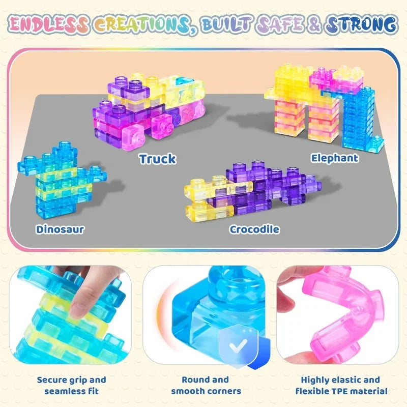 40 Bloques de Construcción Sensoriales Suaves para Niños Pequeños, Juego de Juguetes Apilables Elásticos, Set de Construcción para el Aprendizaje Temprano
