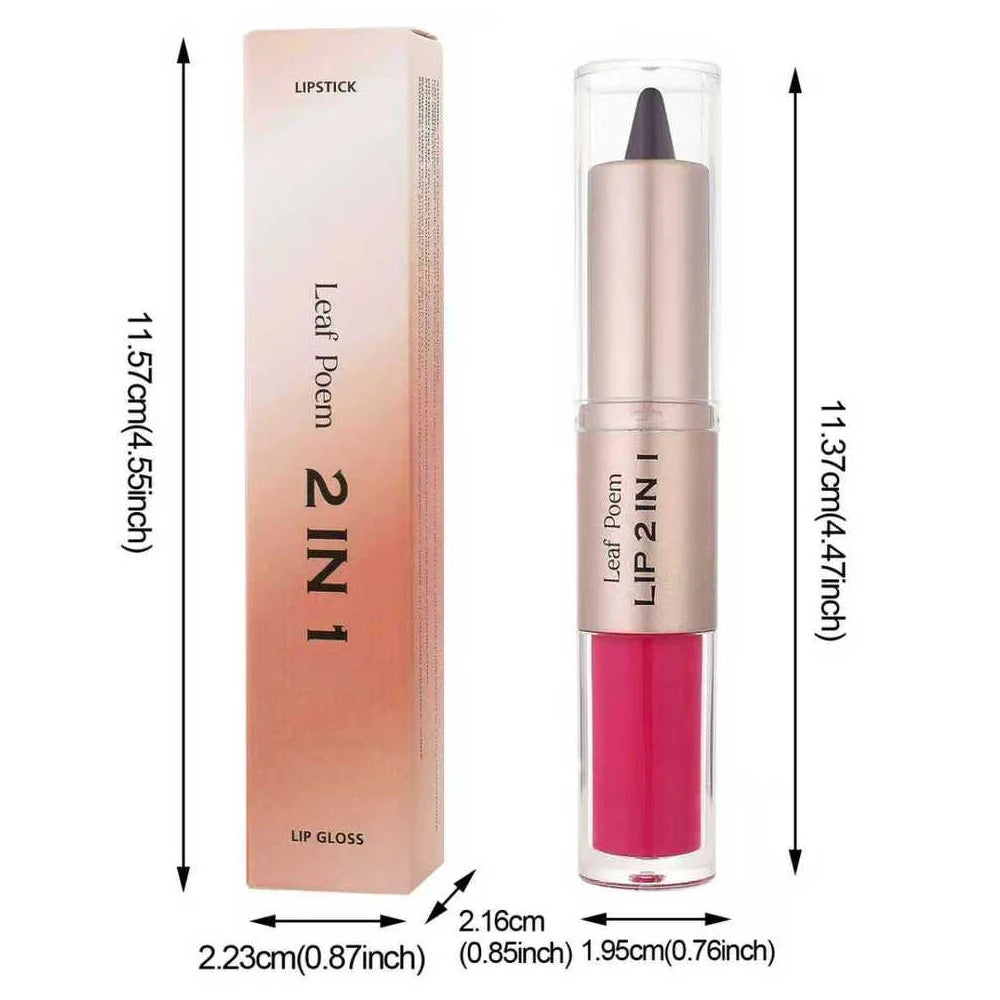 Maquillaje de Labios 2 en 1 Color Rosa Ciruela Oscuro, Delineador de Labios Mate, Brillo Labial Voluminizador con Efecto Espejo, Contorno de Labios Resistente al Agua, Maquillaje No Pegajoso