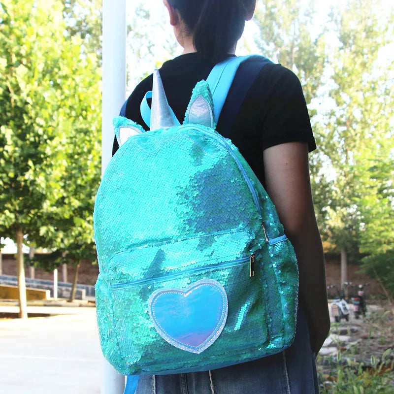 Mochila de lentejuelas de gran capacidad de unicornio para niños, Mochila de dibujos animados para estudiantes, Mochila informal con lentejuelas, mochilas para volver a la escuela