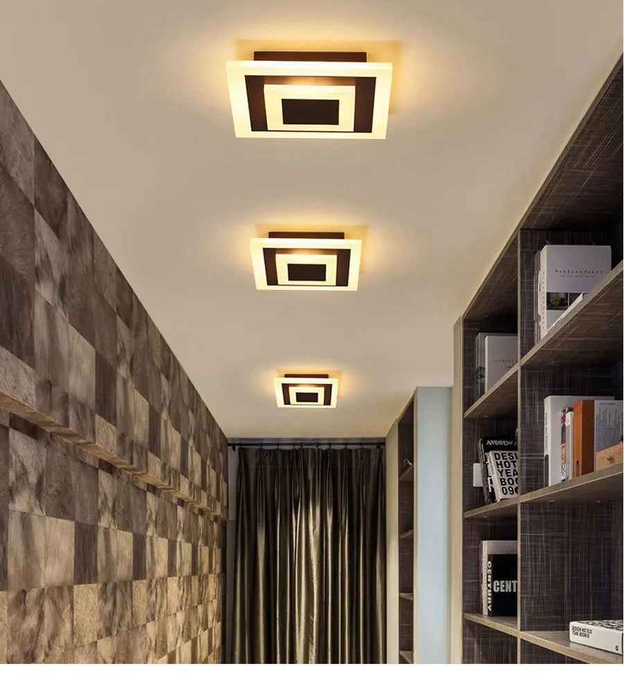 Luz de techo LED moderna para lámparas de pasillo, baño, sala de estar, balcón, iluminación cuadrada redonda, accesorios decorativos para el hogar, envío directo