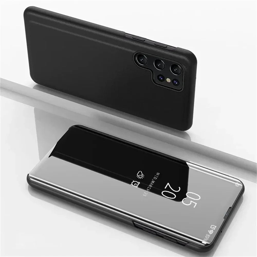 Funda para Samsung S24 S25 S23 S22 S21 S20 Ultra Funda de teléfono con tapa de espejo en Galaxy S24 S23 S22 S20 FE Note 20 10 Plus Funda con soporte