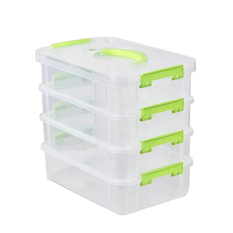 Caja de almacenamiento de bloques de construcción, cajas de clasificación de herramientas de visibilidad transparente, cajón de rejilla a prueba de humedad, ataúd de almacenamiento apilable