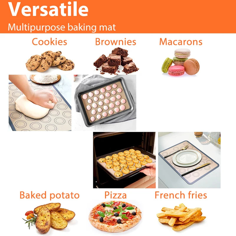 Estera de silicona para horno, fina de 0,4mm, reutilizable, antiadherente, resistente al calor, revestimiento de hojas, herramientas para hornear para galletas, 1 ud.