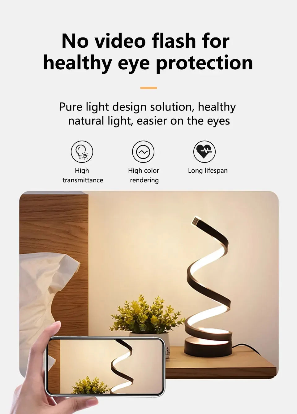 Luz LED nocturna, lámpara de mesa en espiral, lámparas de noche modernas, lámpara de noche regulable, decoración para oficina, sala de estar y dormitorio, luces nocturnas