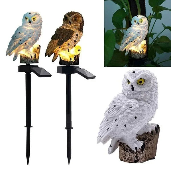 Nuevo 1 Uds. Luces de búho decorativas para exteriores, lámpara de pie para césped con energía Solar, iluminación de paisaje impermeable, camino, linterna LED de animales