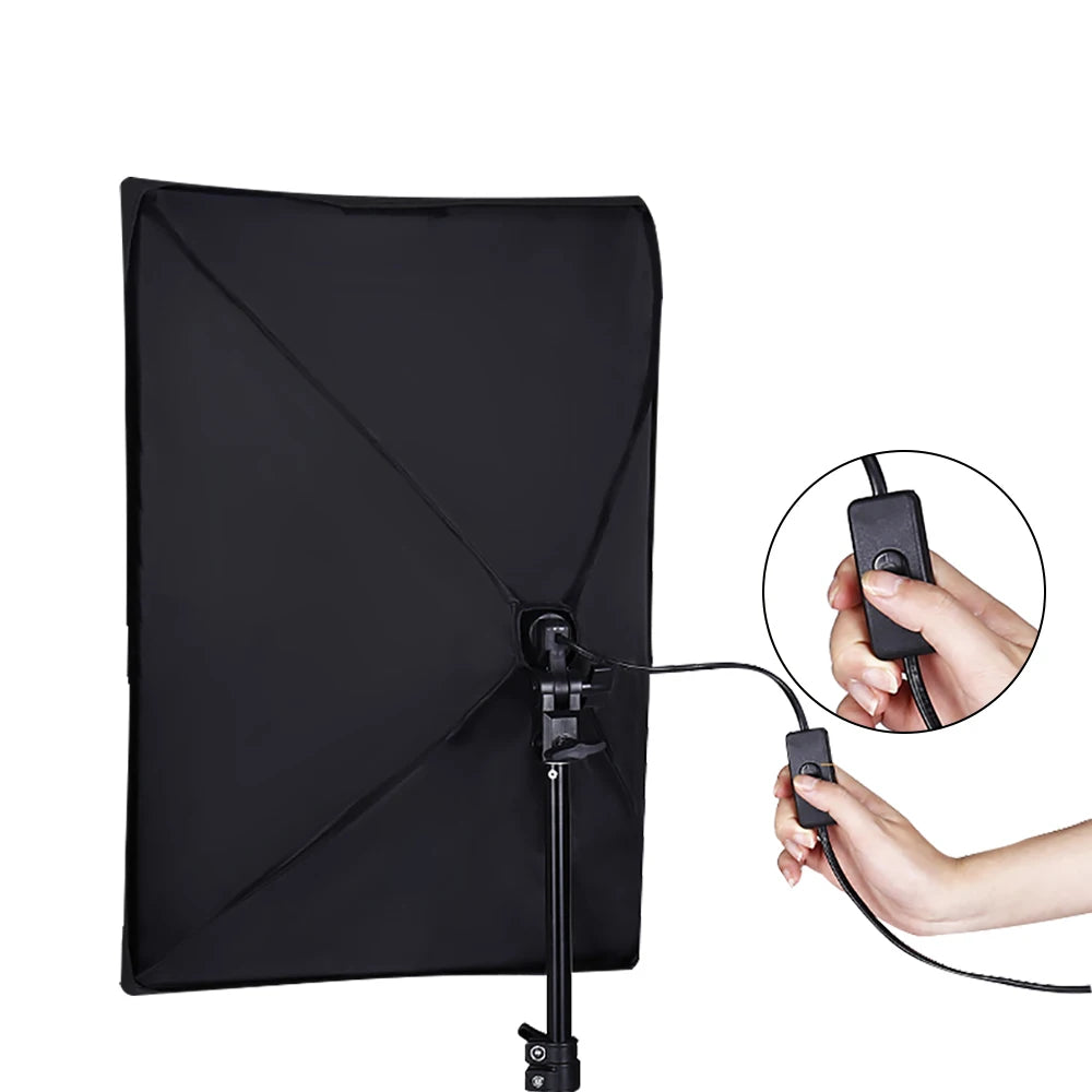 Kit de iluminación Softbox de 20-135W, lámpara LED de fotografía de 50x70CM, equipo profesional de sistema de luz continua para estudio fotográfico