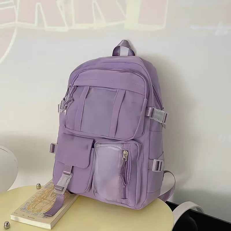 Bolsas populares de la mochila del estudiante de secundaria de las muchachas del color púrpura rosado sin ninguna versión accessoria