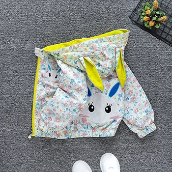 Chaqueta con capucha para niñas, abrigo cortavientos con cremallera, ropa para niños de 1, 2, 3, 4, 5 y 6 años, bonitos animales de dibujos animados, para primavera y otoño