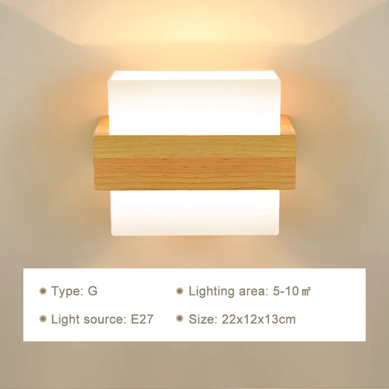 Lámparas de pared LED modernas, luces de madera para dormitorio, mesita de noche, escaleras, pasillo, aplique de iluminación montado Interior, accesorios de iluminación para decoración del hogar