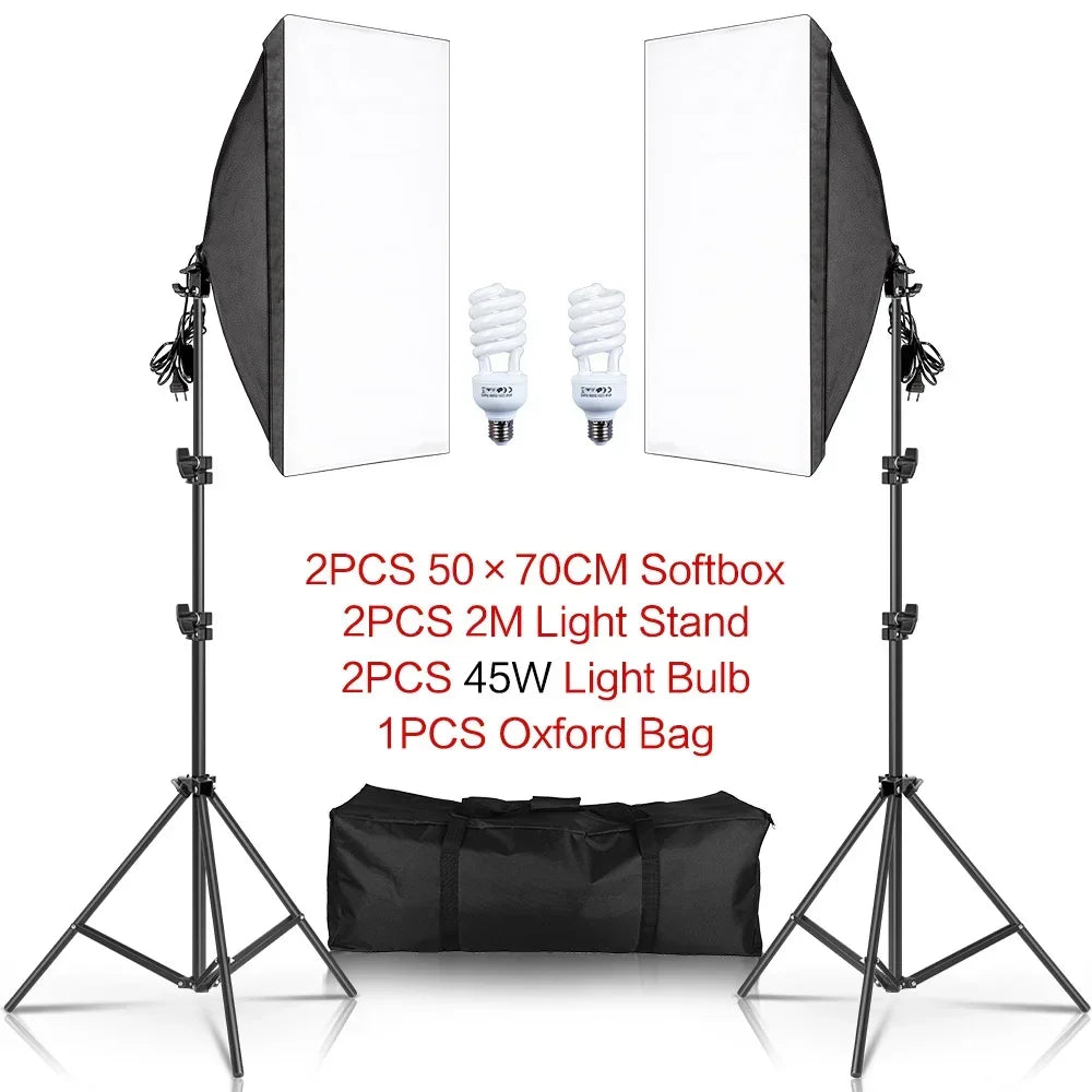 Kit de iluminación Softbox de 20w/30w/40w, Kit de iluminación de fotografía continua, bombilla E27, equipo de luces de estudio fotográfico para sesión de fotos
