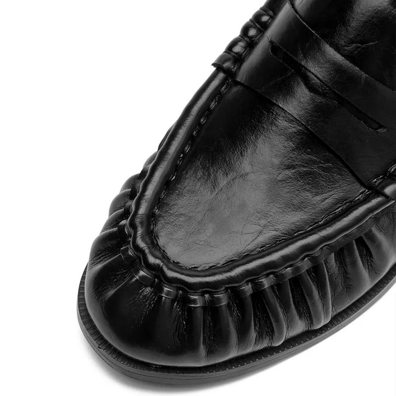 Mocasines para Dama Nuevo Modelo 2026 de Zapatos de Cuero para Mujer - Adecuados para Damas Sandalias de Mujer con Volantes Hechas a Mano Estilo Vintage