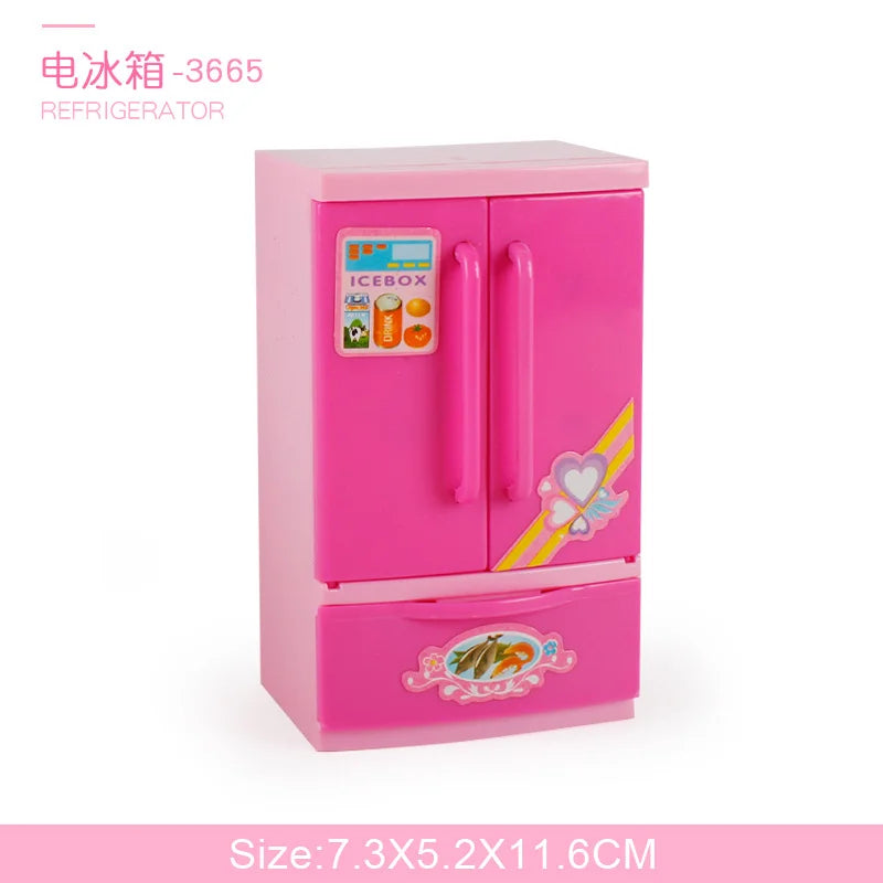Casa de juegos de cocina simulada para niños, pequeños electrodomésticos, refrigerador, secador de pelo por microondas, máquina de café, hervidor eléctrico de juguete