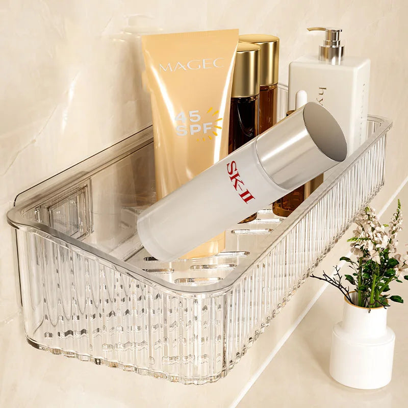 Estante de Almacenamiento de Lujo Ligero Sin Perforaciones para Baño, Soporte de Pared para Lavabo y Cosméticos