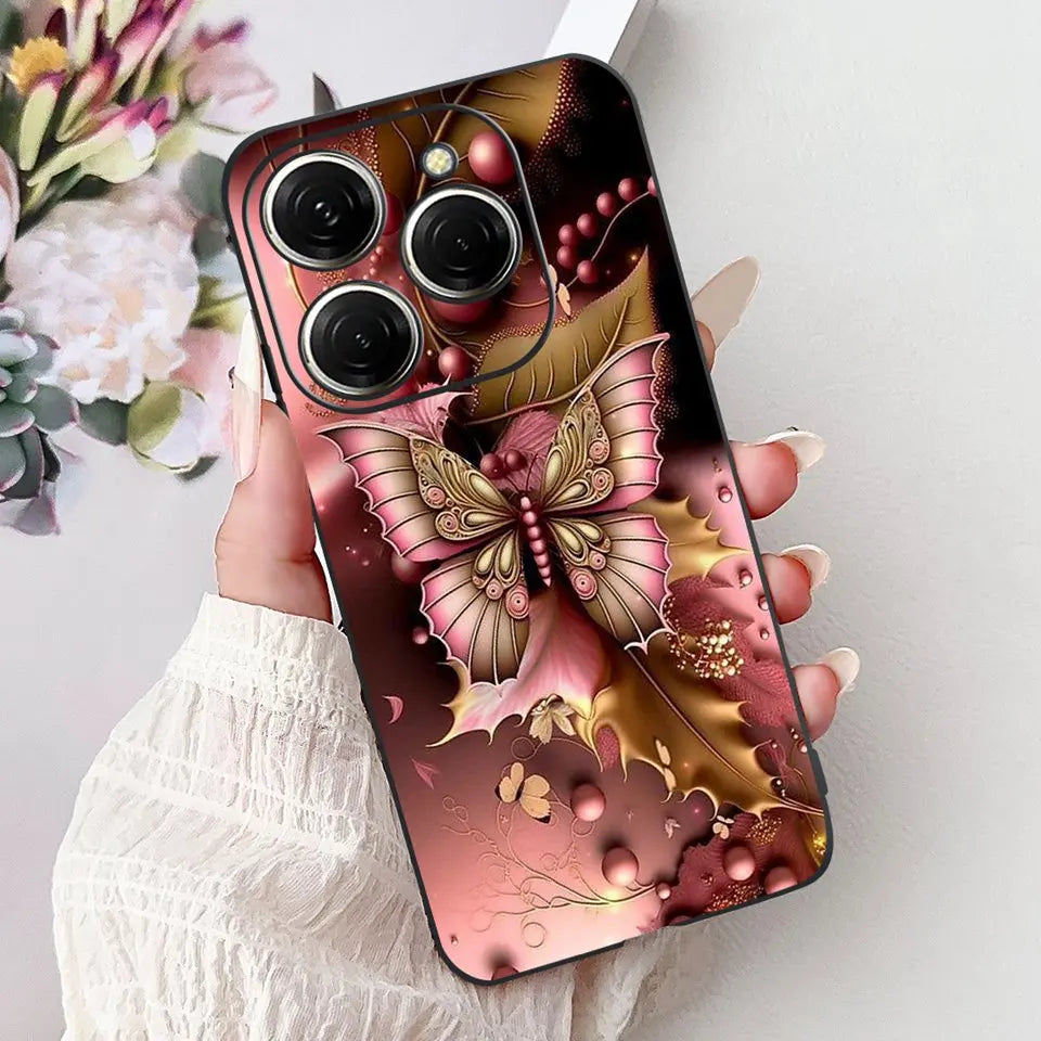Para Tecno Spark 20c 20 Pro Plus Spark20 Pro Funda de teléfono Funda trasera de goma suave Mujer moda patrón de dibujos animados Funda de parachoques