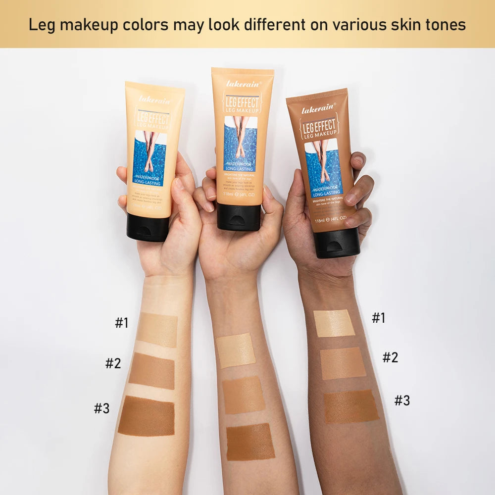 Crema Bronceadora Corporal de 116 ml, Tono Medio, Base de Maquillaje para Piernas con Brocha, Resistente al Agua, Larga Duración, Unifica el Tono de Piel, Maquillaje Corporal