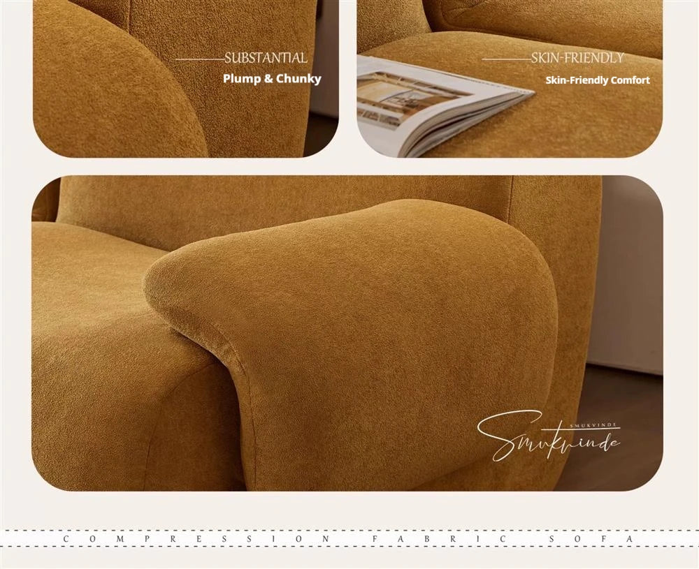 Sofá modular comprimido al vacío, seccional de tela Wabi-Sabi Sherpa con espuma muy elástica, estilo crema de mediados de siglo, ahorro de espacio