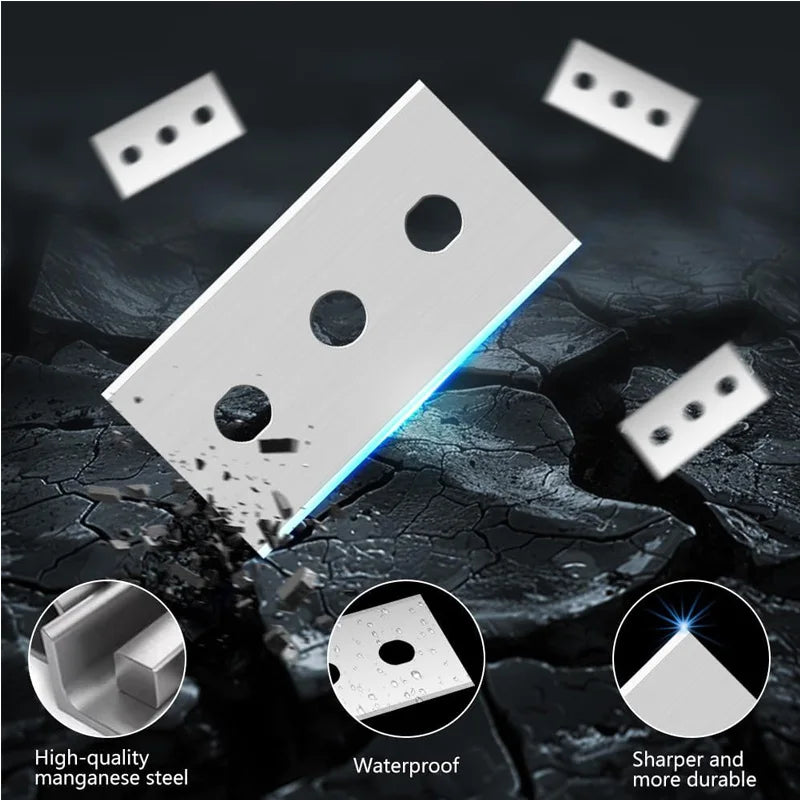 Raspador de cocina de acero inoxidable, raspador de vidrio y cerámica con cuchillas de repuesto, herramientas raspadoras de limpieza de ventanas y suelo de pared