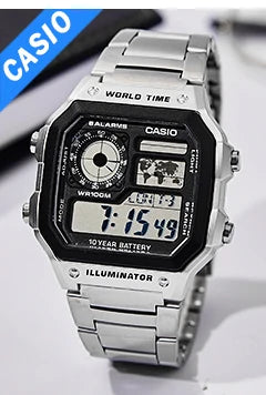 Reloj Casio con batería de 10 años de duración, 100m, resistente al agua, moda deportiva, reloj electrónico multifunción para exteriores, reloj masculino AE-1600