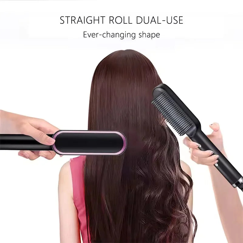 Plancha de Pelo Profesional de Calentamiento Rápido, Peine Eléctrico Caliente para Rizar el Cabello, Cepillo Multifuncional para Peinado y Cuidado Personal