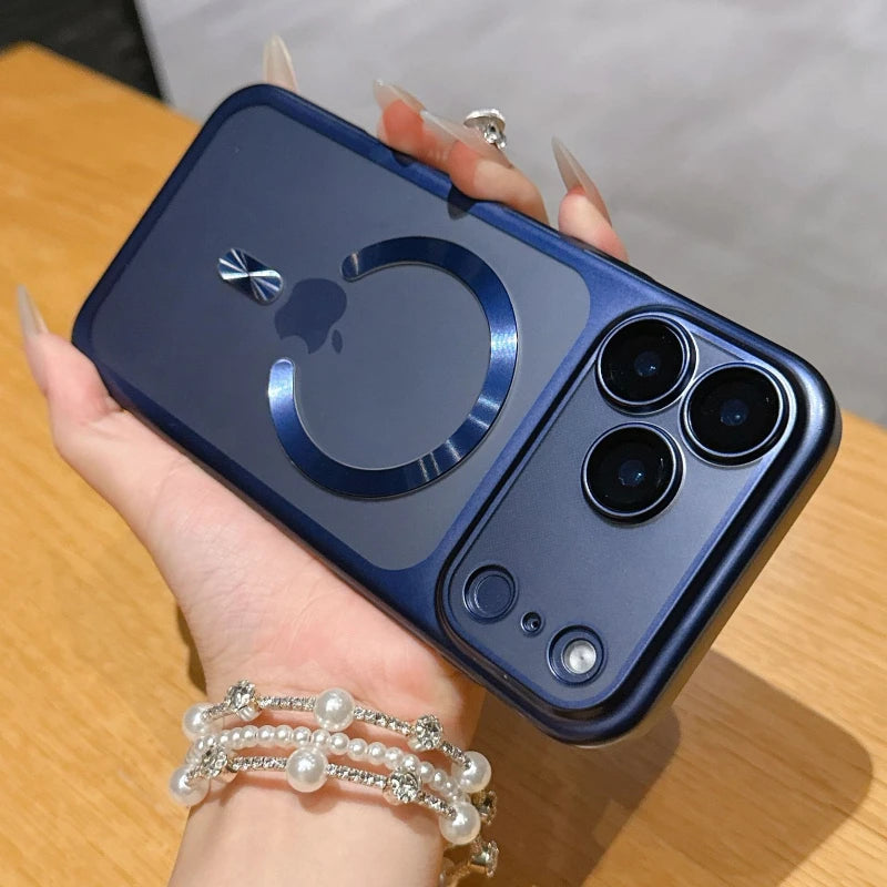 Funda de teléfono transparente mate de lujo para Magsafe IPhone 17 Air 16 15 Pro Max Plus 17Air 17Pro funda trasera de parachoques magnético