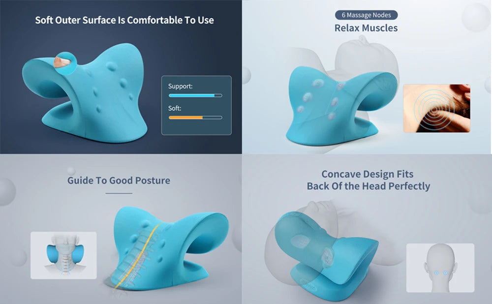 Camilla relajante para cuello y hombros, dispositivo de tracción quiropráctica Cervical, almohada de masaje para aliviar el dolor, alineación de la columna Cervical