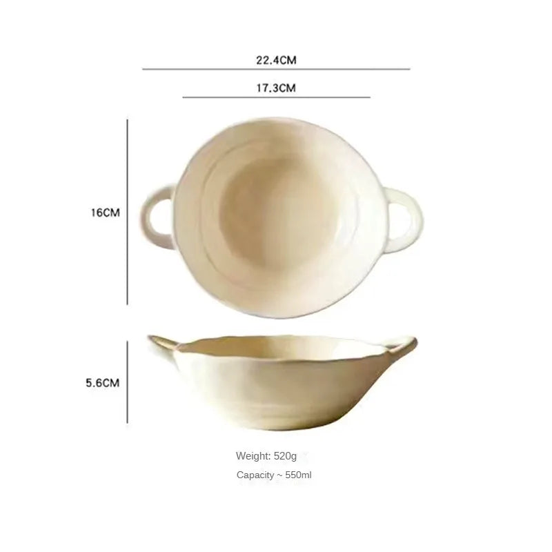 Juego de cuencos y platos de cerámica de estilo nórdico para uso doméstico, alta belleza, Simple, crema, vajilla de cerámica, nuevo