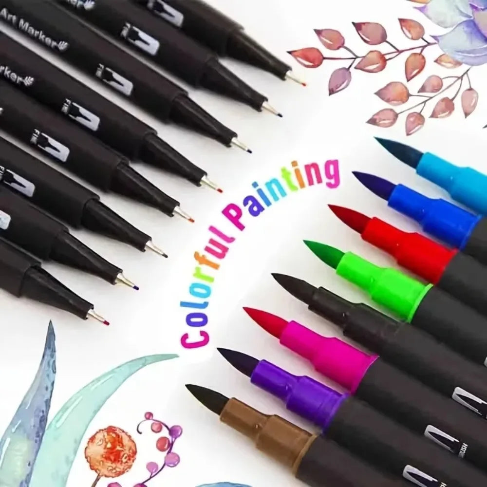 Juego de rotuladores de acuarela de doble punta Vitality - Materiales de arte para pintura y manualidades, con colores brillantes y plástico duradero