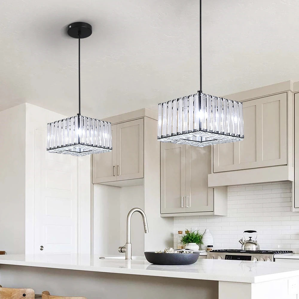 Lámpara colgante de cristal moderna, lámpara de techo Led de lujo, accesorios de decoración para el hogar, Isla de cocina, Lustre colgante ajustable